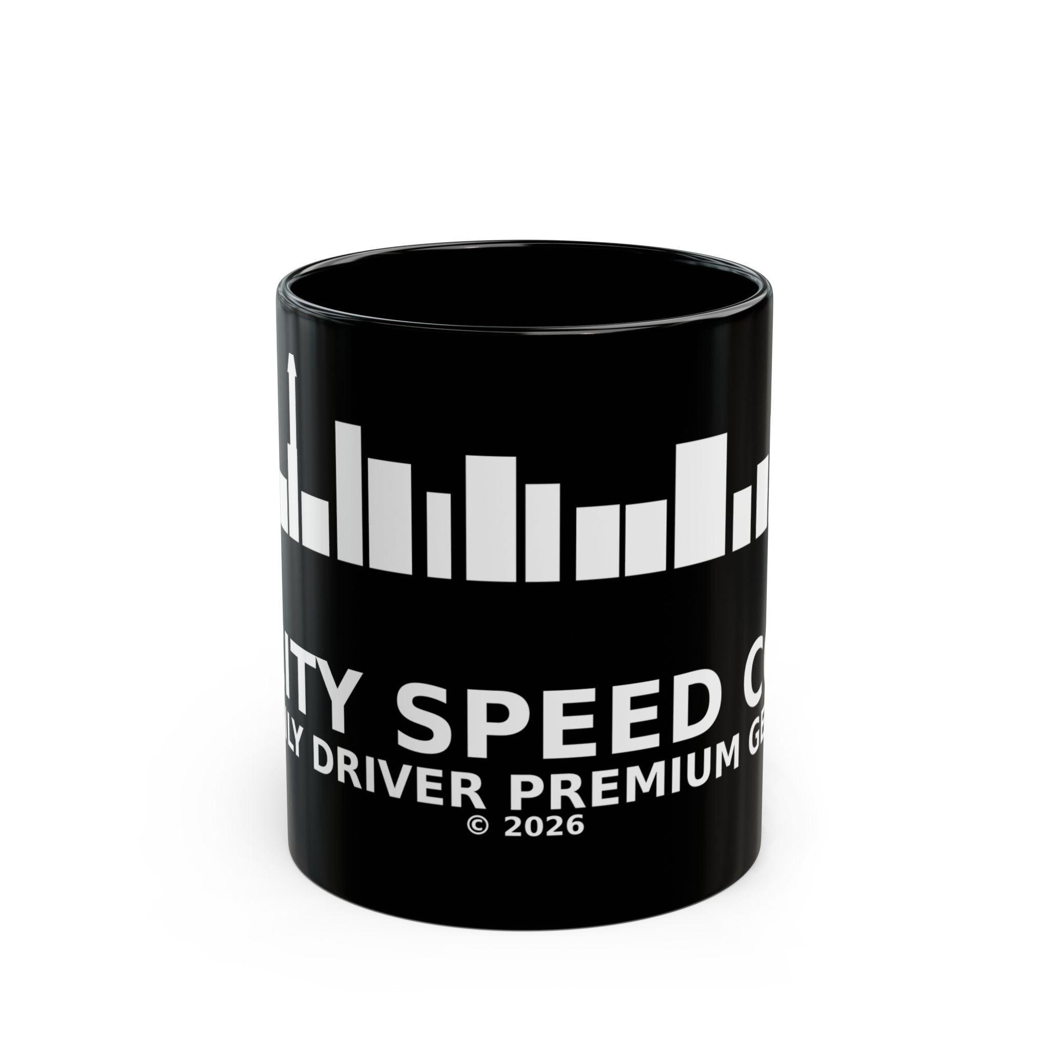 Speed Co. Logo Mug — Black Coffee Cup with White Bar Graphic
